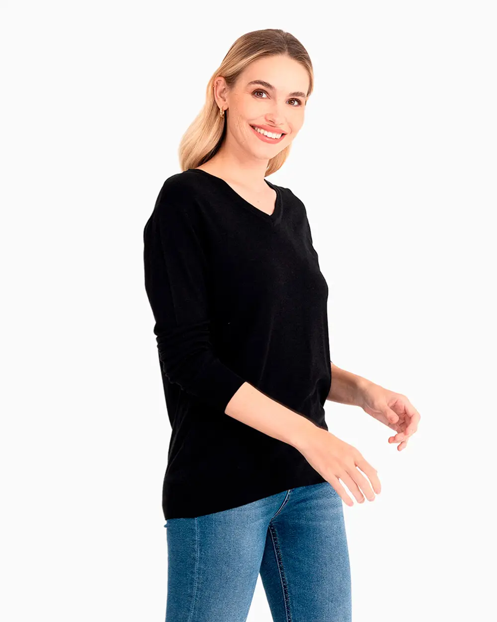 V Neck Basic Knitwear Blouse