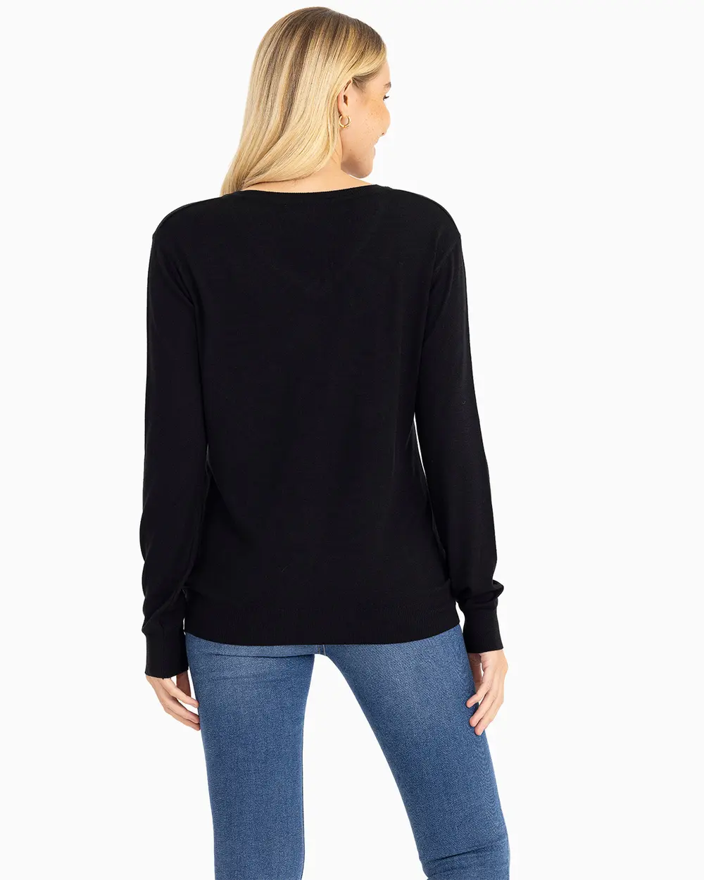 V Neck Basic Knitwear Blouse