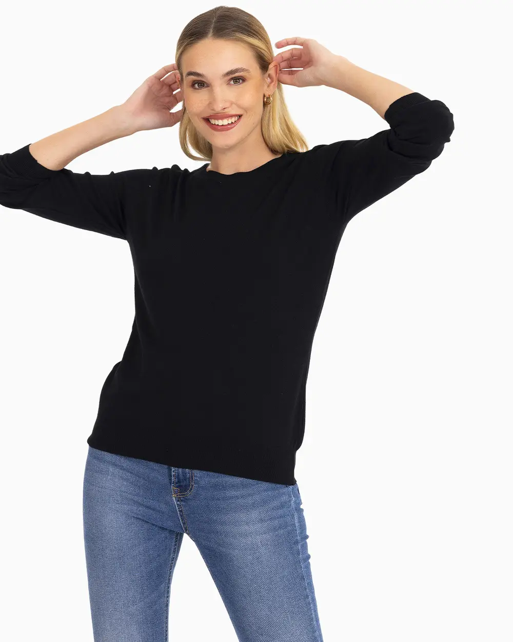 Round Neck Basic Knitwear Blouse