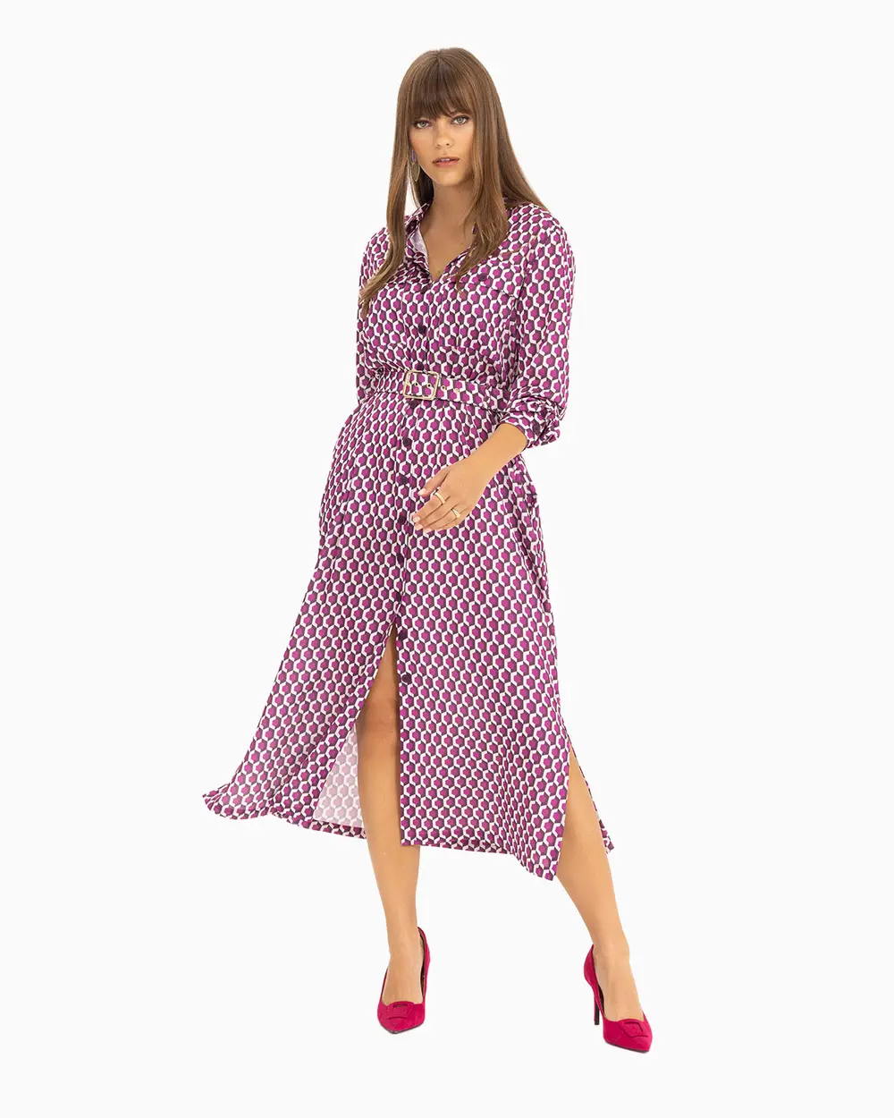 Cep Detaylı Beli Kemerli Elbise