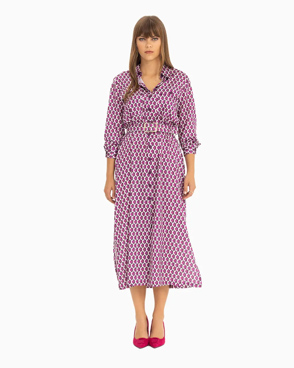 Cep Detaylı Beli Kemerli Elbise