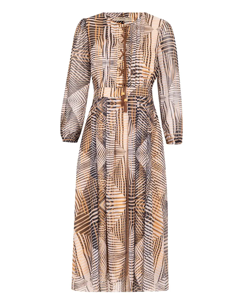 Geometric Patterned Midi Length Dress