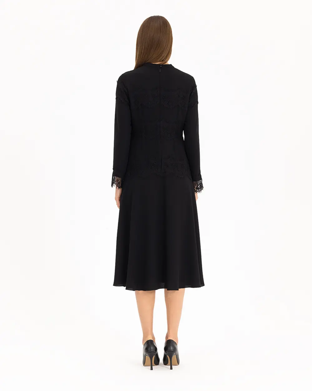 Lace Detailed Midi Length Dress