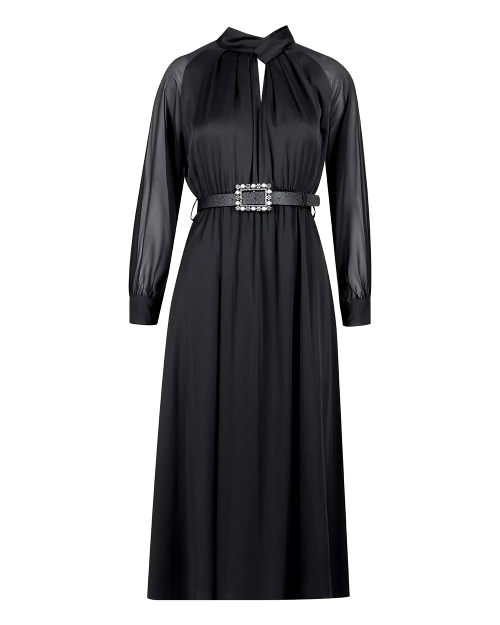 Belted Judge Collar Dress SecilStore