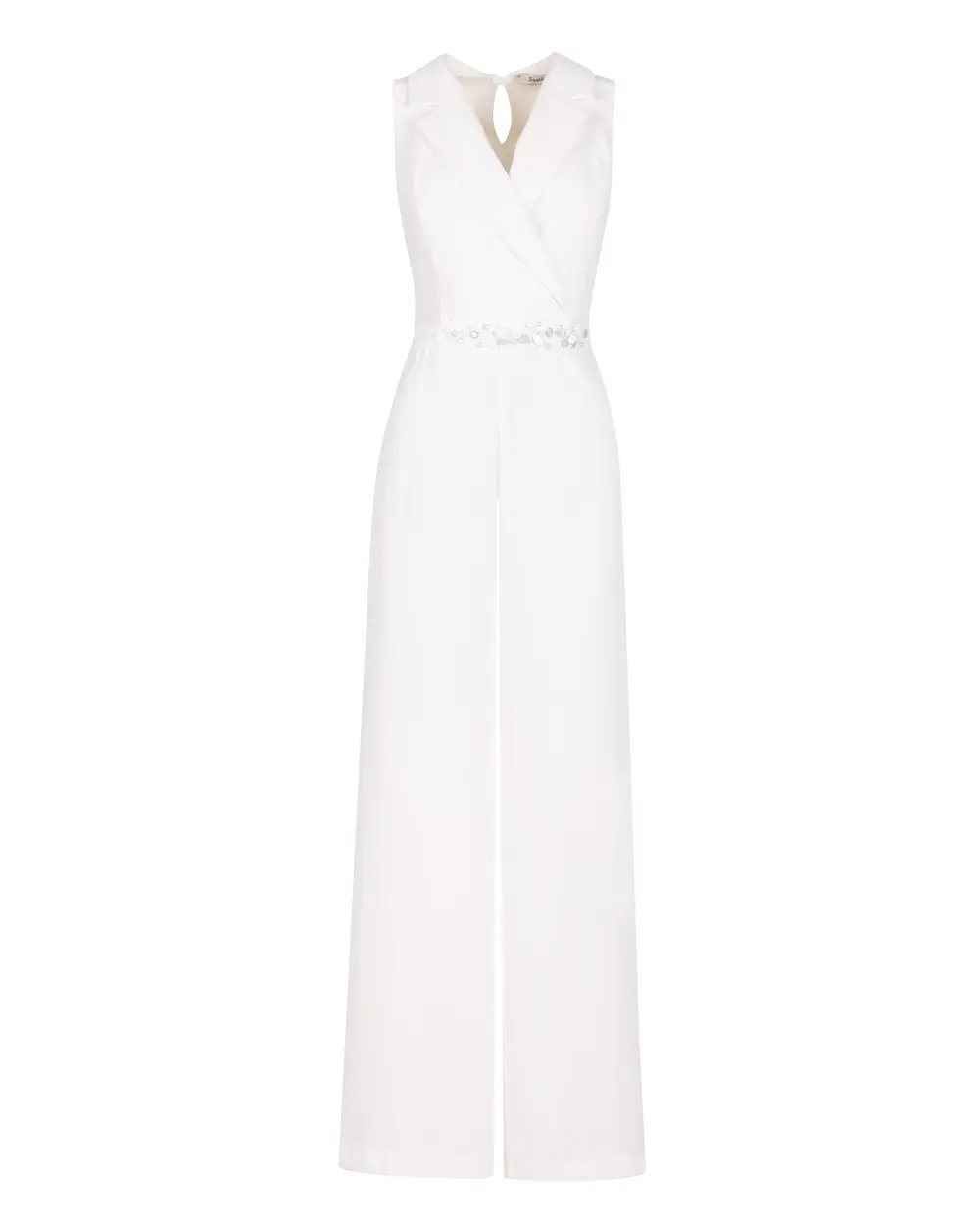 Kruvaze Yakalı Kolsuz Tulum