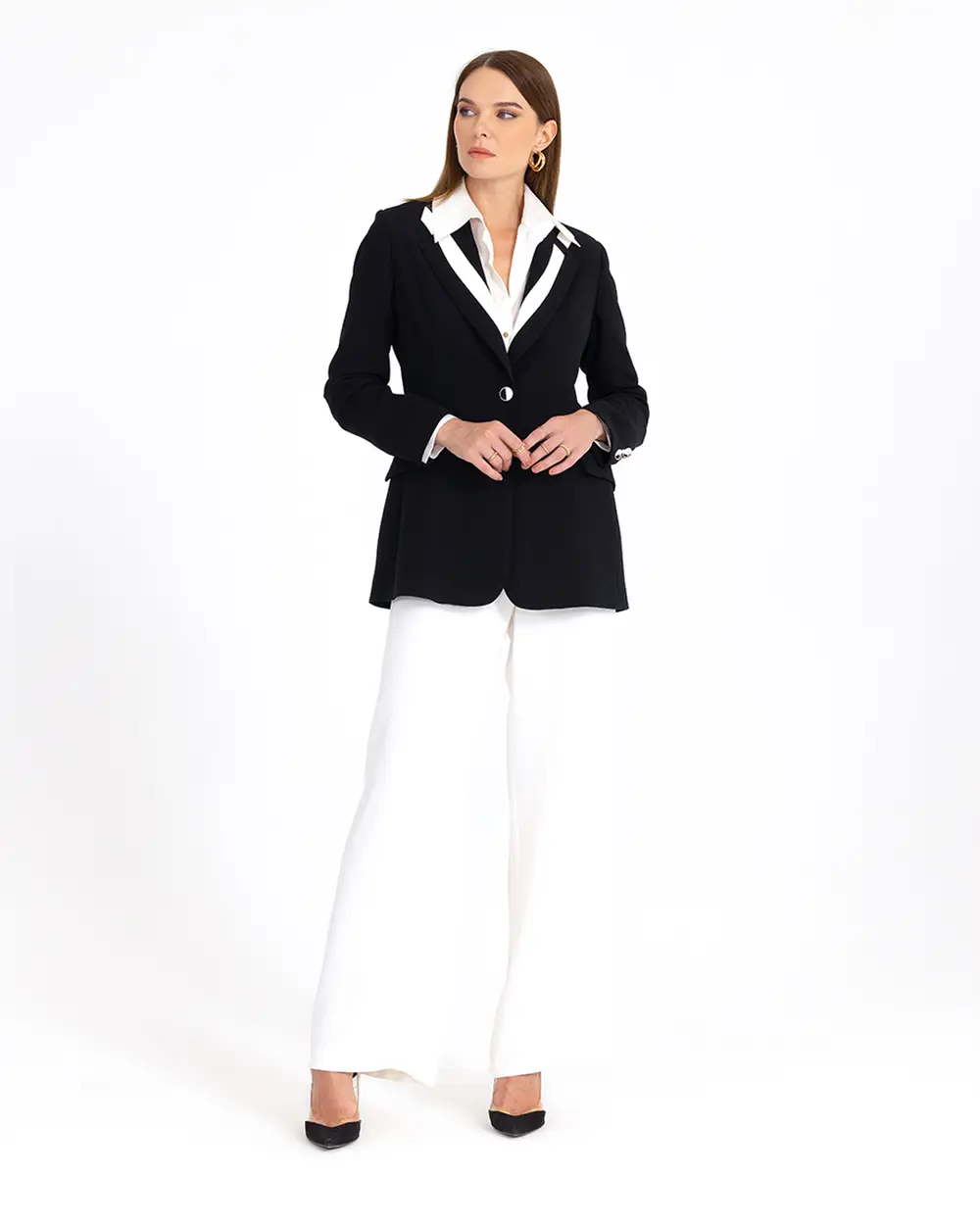 Yaka Detaylı Blazer Ceket