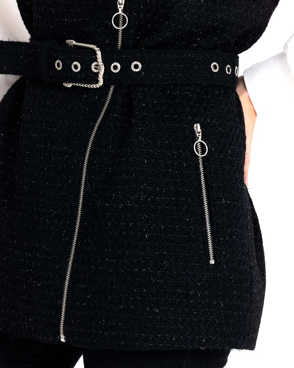 Fermuar Detaylı Tüvit Yelek