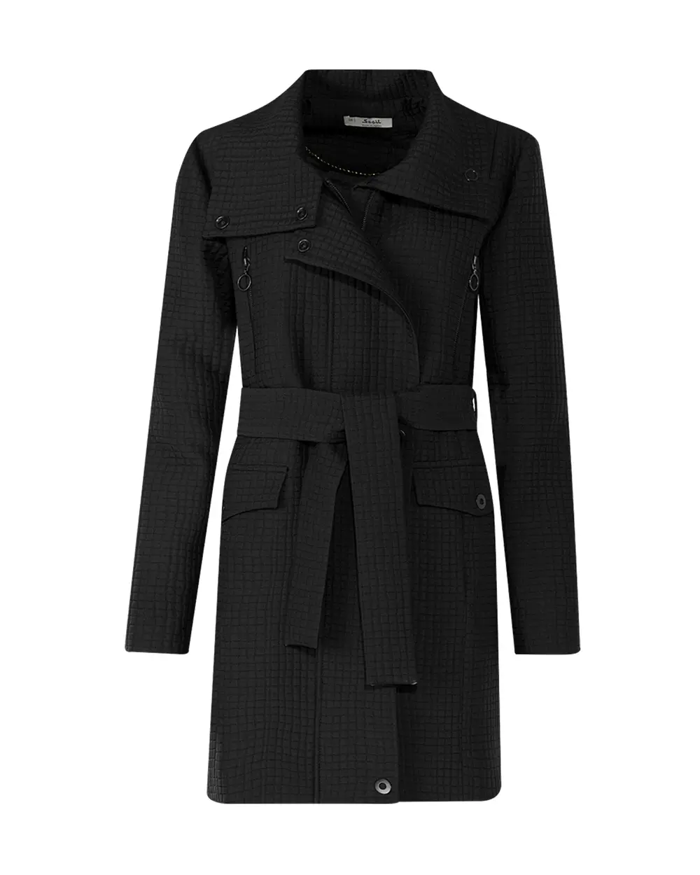 Belted Stand Collar Jacket