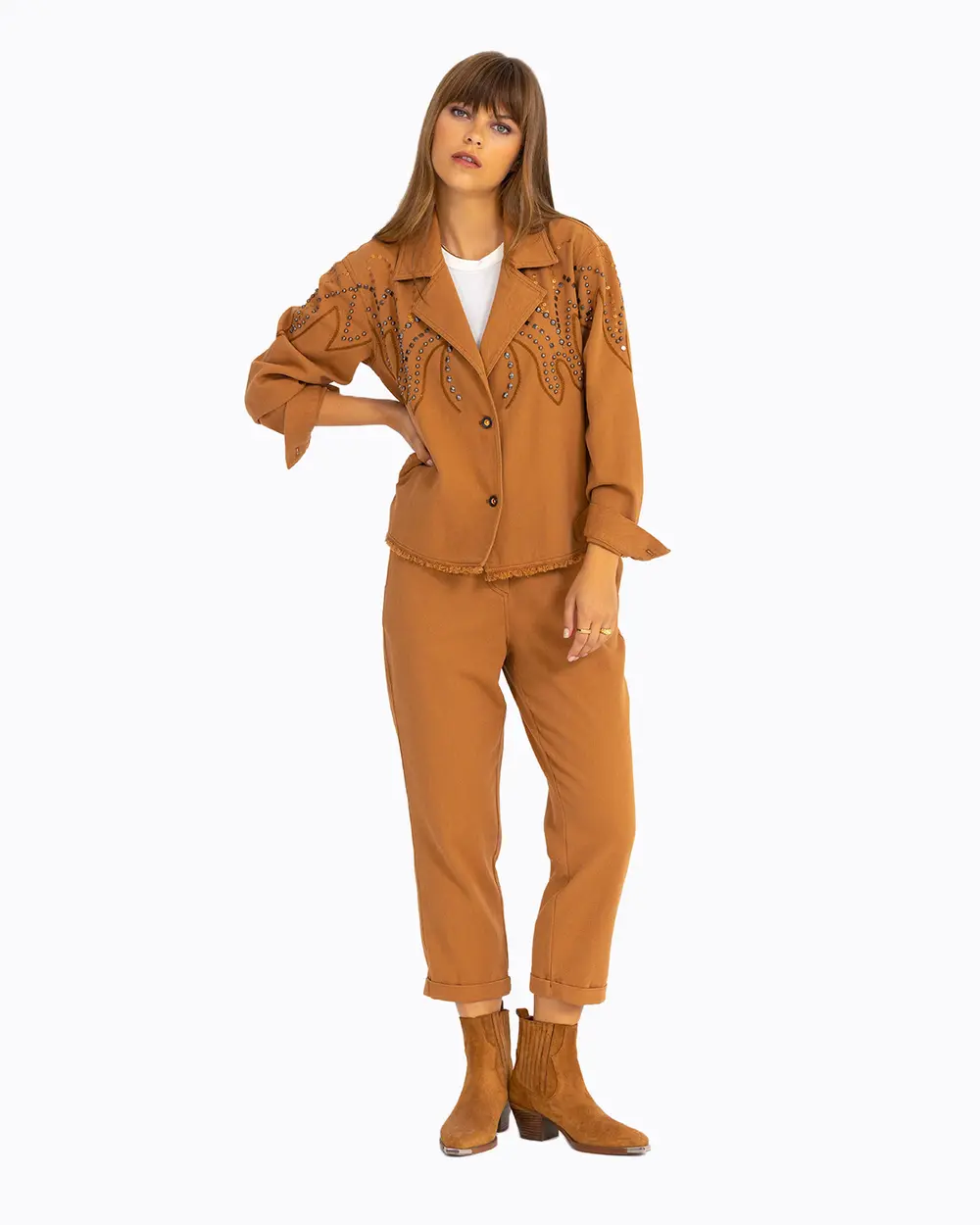 Nakış Detaylı Kanvas Ceket