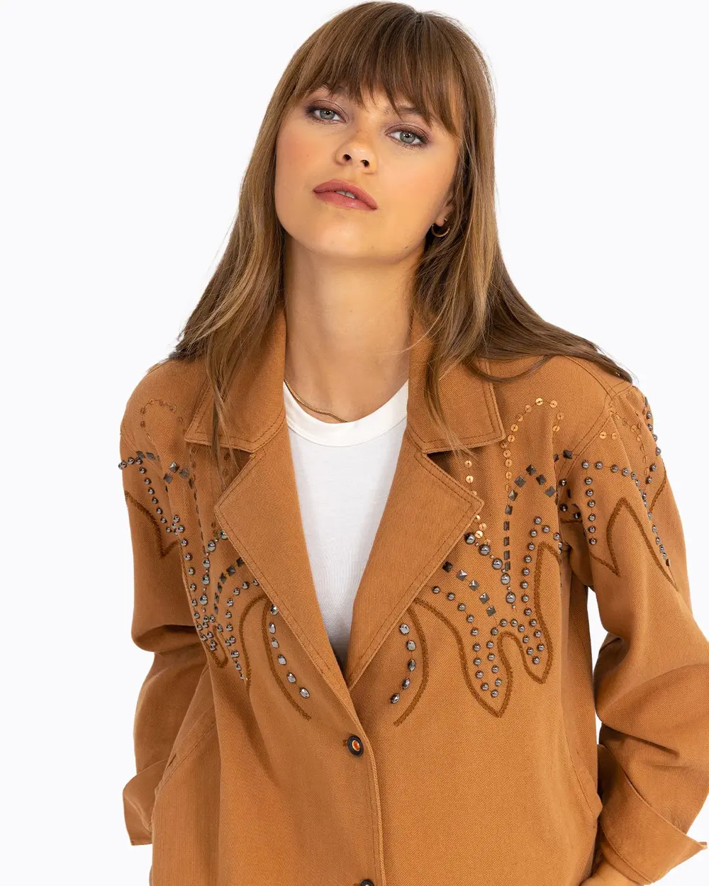 Nakış Detaylı Kanvas Ceket