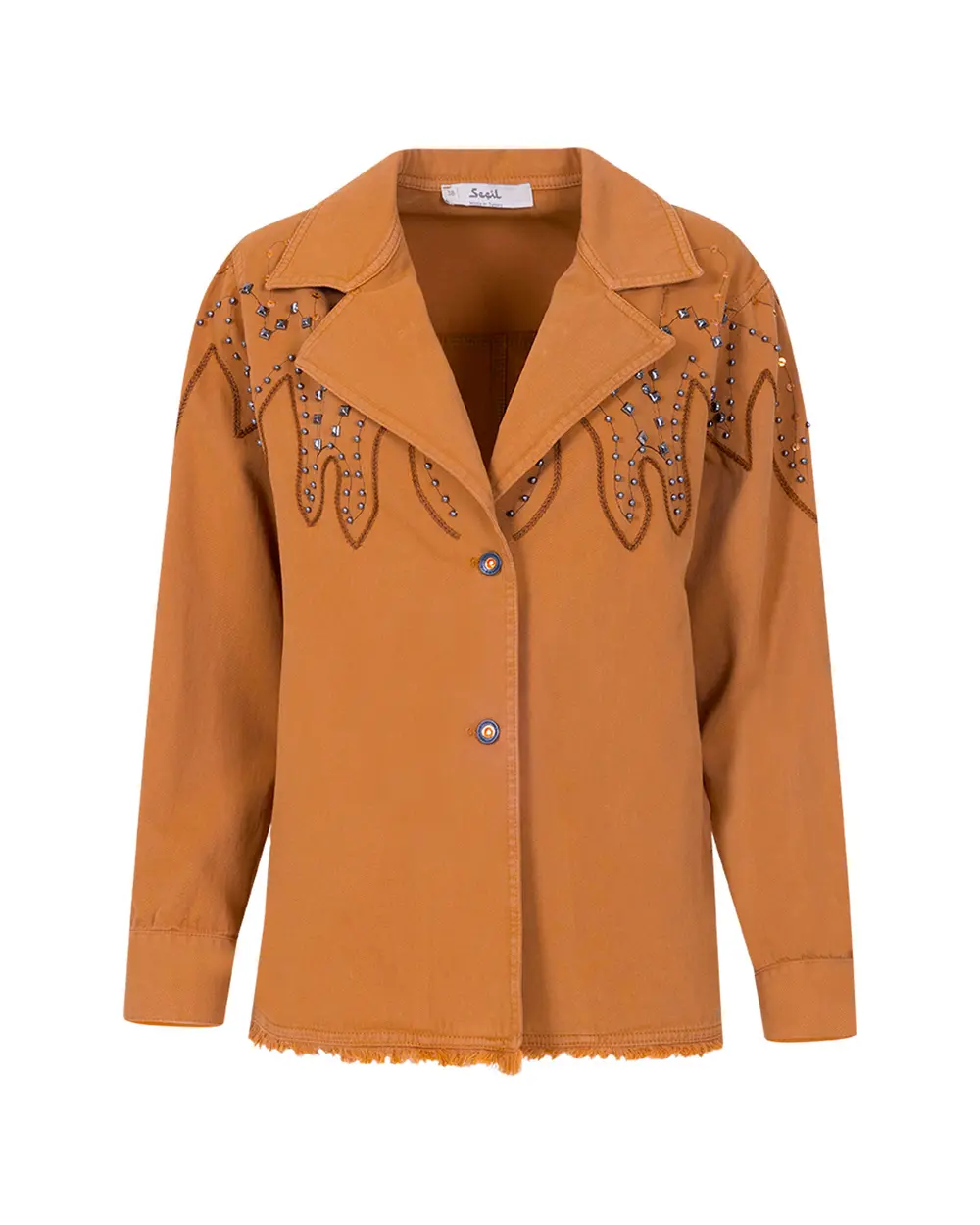 Nakış Detaylı Kanvas Ceket