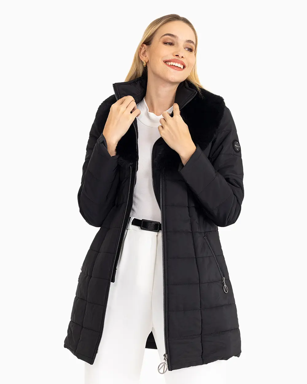 Fur Detailed Double Zippered Inflatable Coat