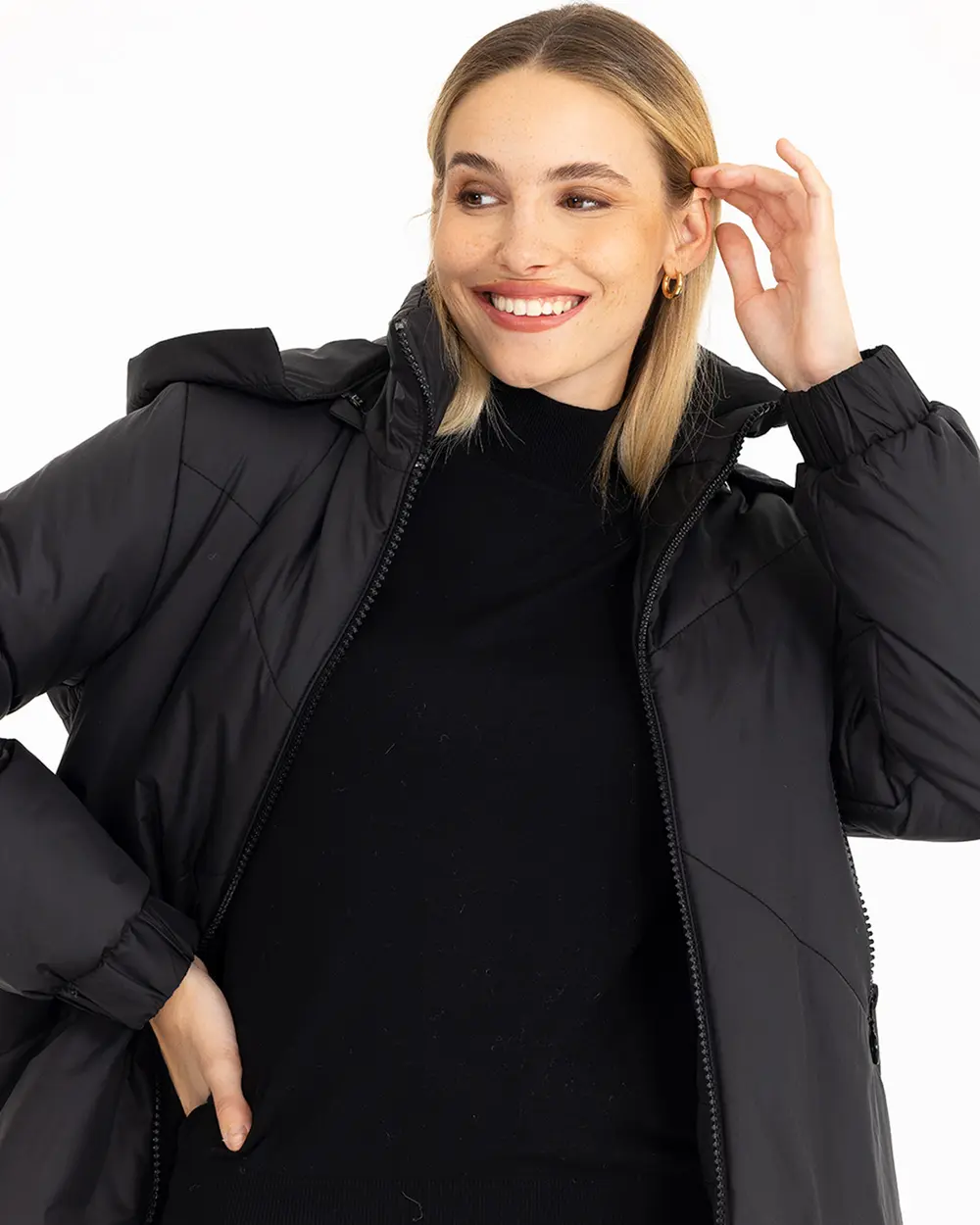 Fermuar Detaylı Şişme Kaban