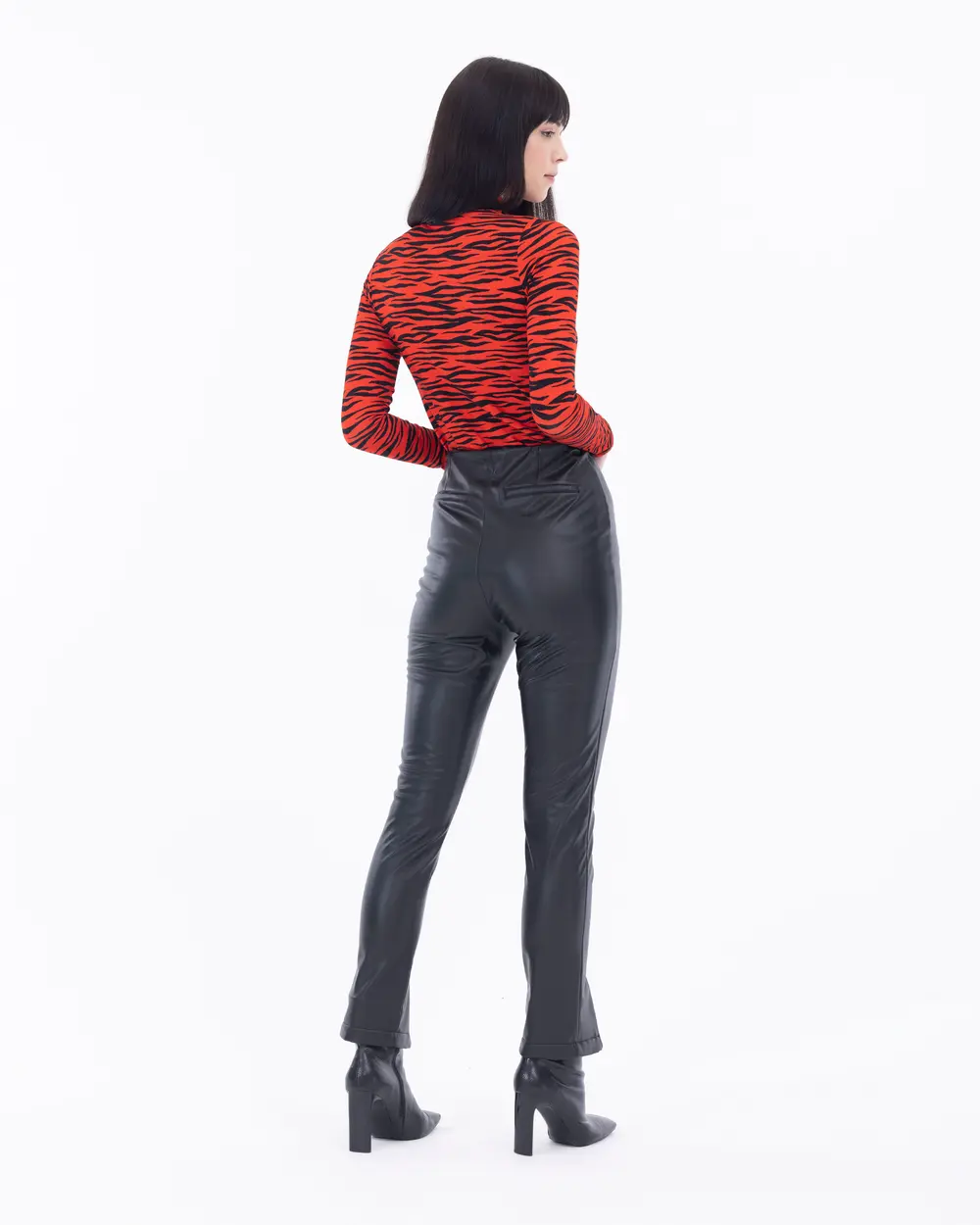 Faux Leather Detailed Leggings Trousers