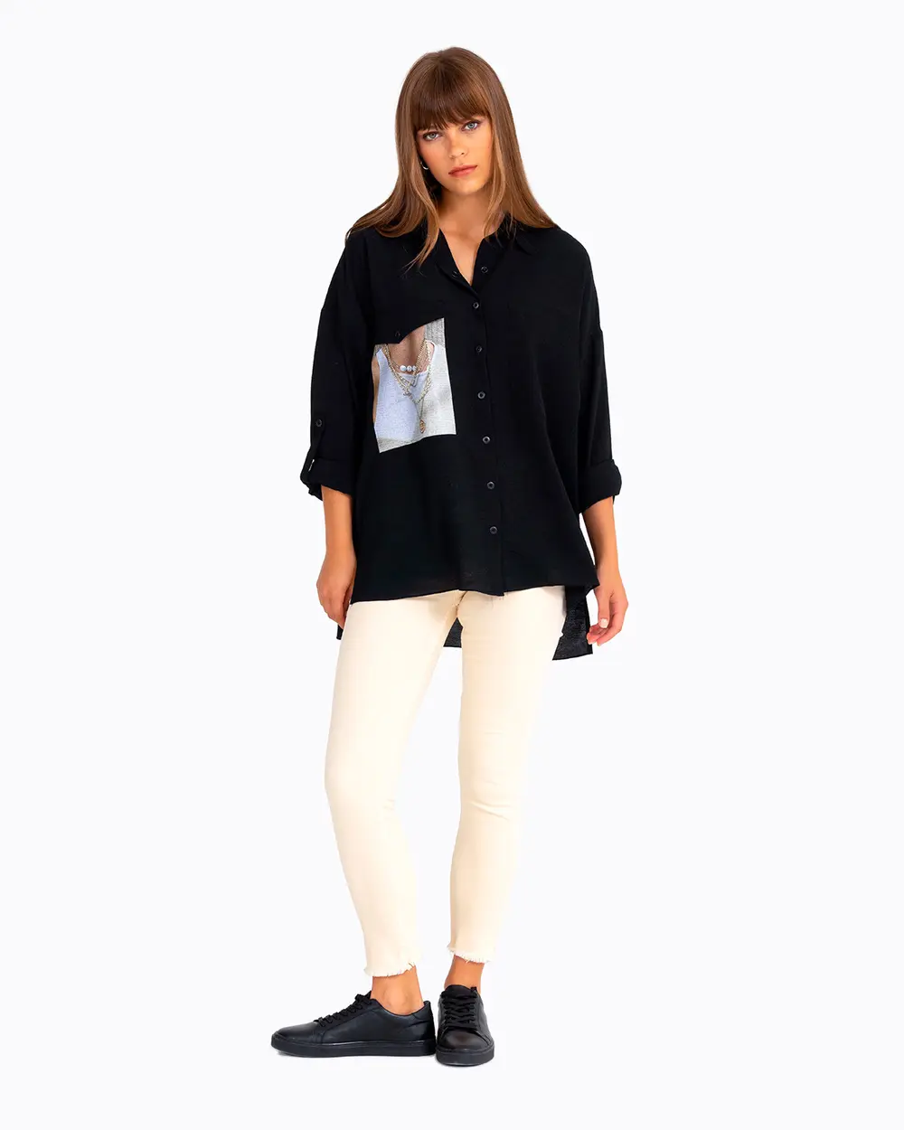 Paçası Yırtık Kanvas Pantolon