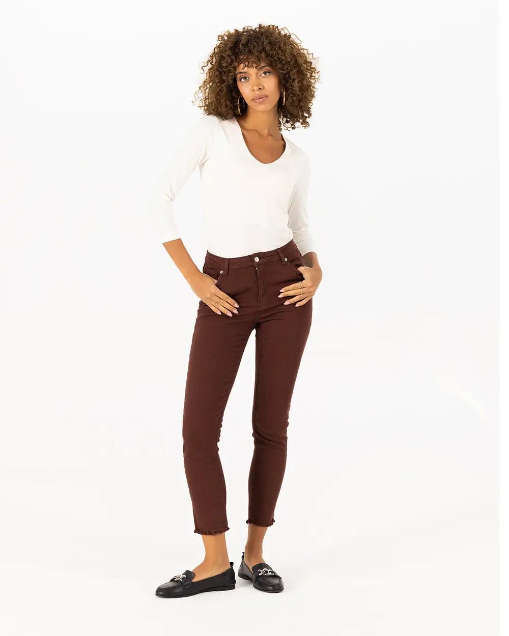 Paçası Yırtık Kanvas Pantolon