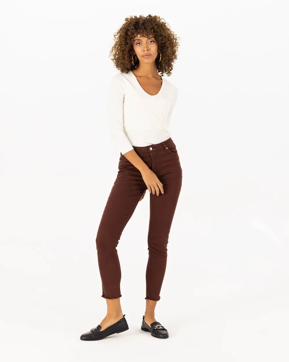 Paçası Yırtık Kanvas Pantolon