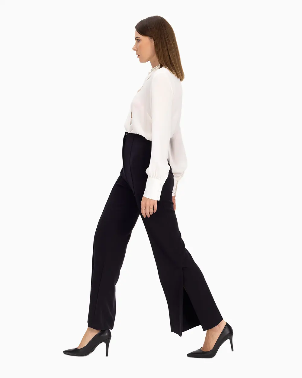 Slit Detailed Full Length Trousers