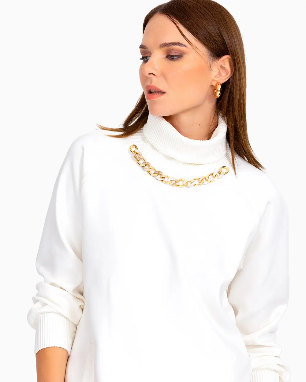 Chain Detailed Knitted Fabric Sweatshirt