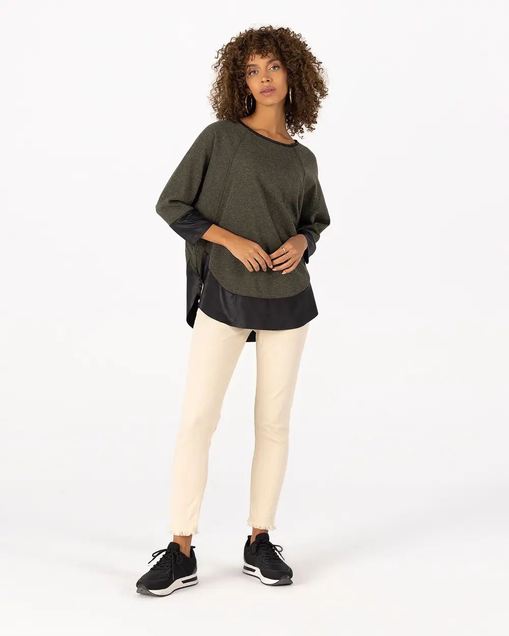 Faux Leather Detailed Blouse