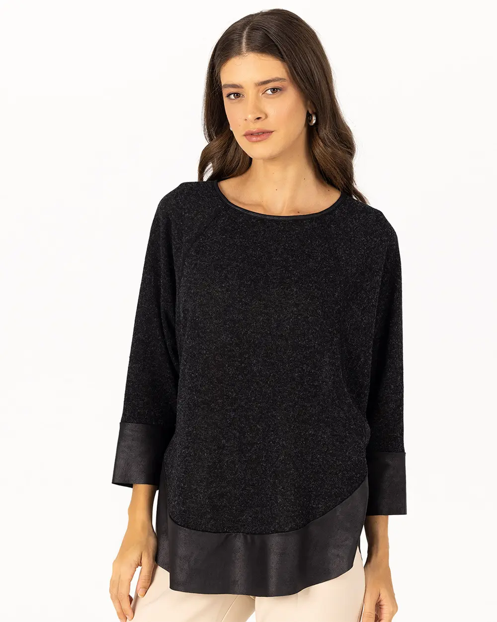 Suni Deri Detaylı Bluz