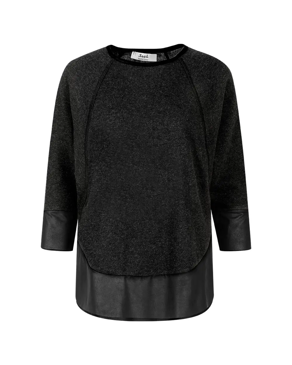 Suni Deri Detaylı Bluz