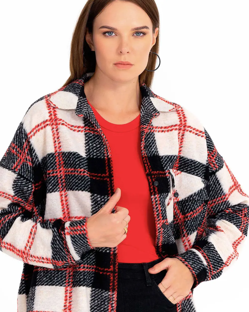 Ekoseli Oversize Gömlek