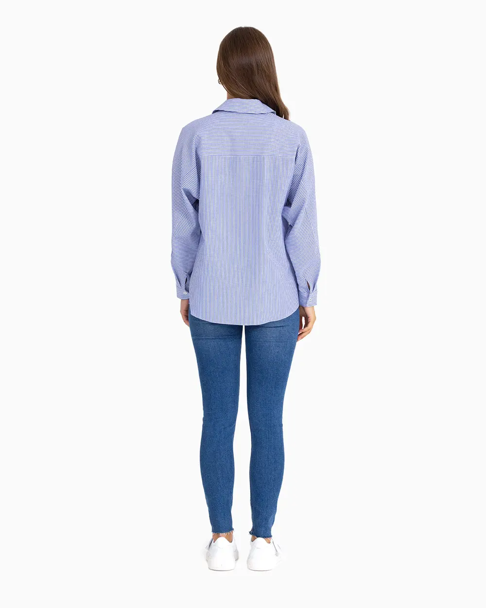 Boncuk İşlemeli Çizgili Gömlek