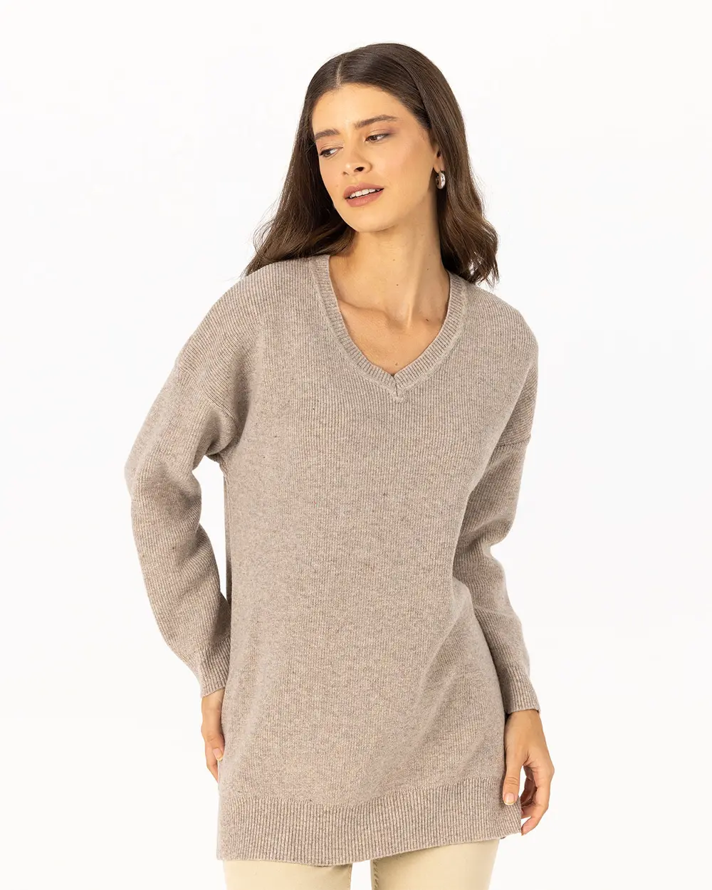 V Neck Corduroy Knitwear Sweater