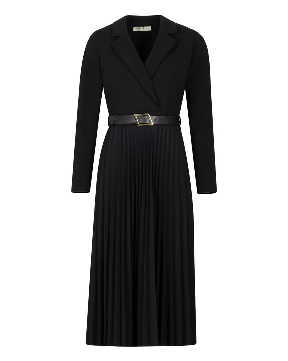 Kruvaze Yakalı Kemerli Elbise