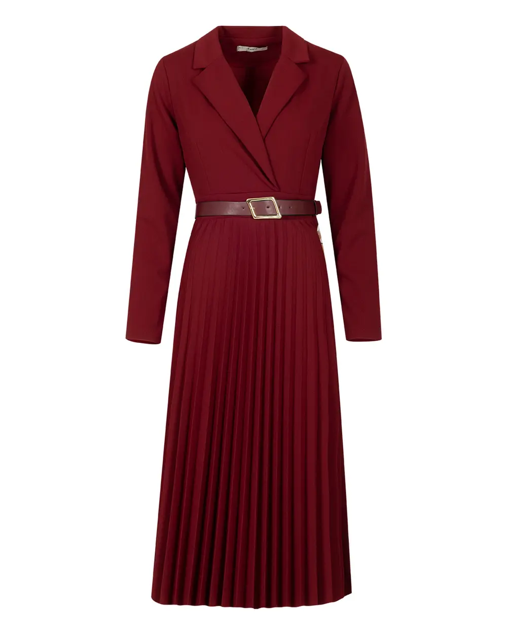 Kruvaze Yakalı Kemerli Elbise