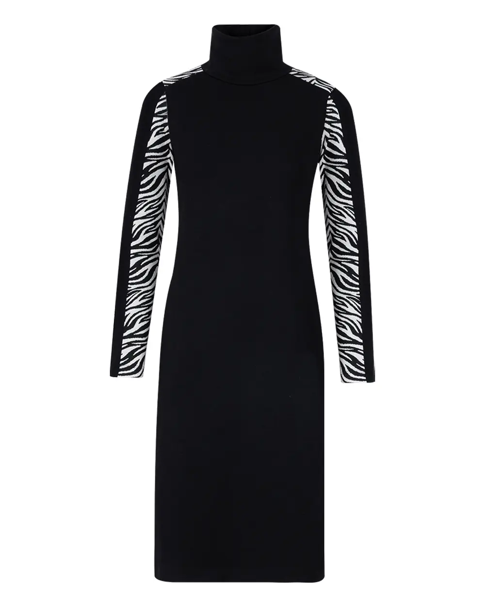 Zebra Desen Tam Boğazlı Elbise