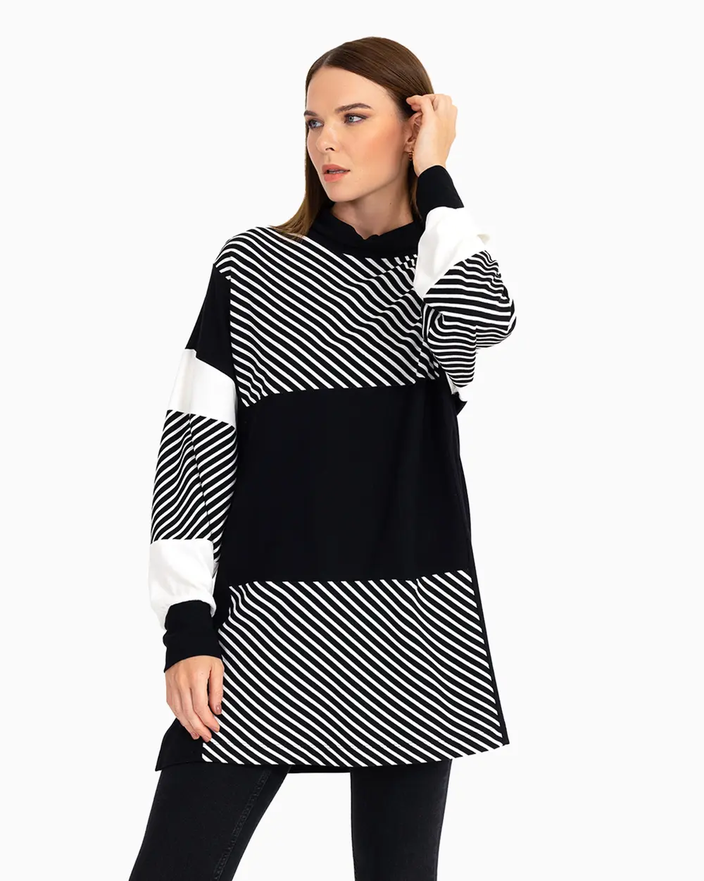 Vertical Neck Line Patterned Tunic