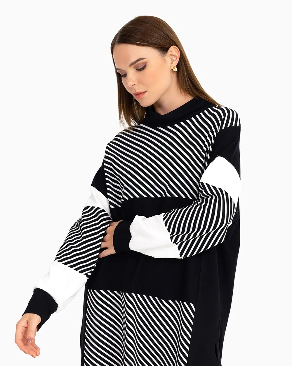 Vertical Neck Line Patterned Tunic