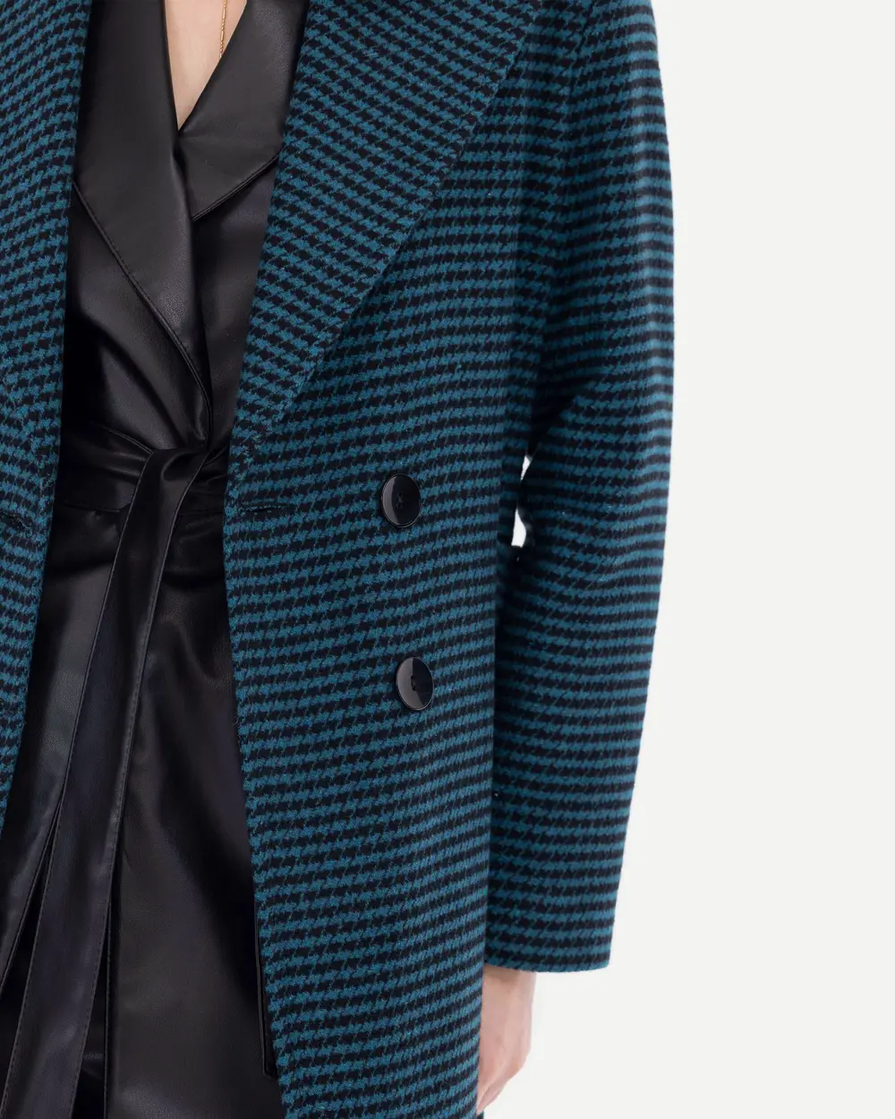 Crowbar Patterned Jacket Collar Coat