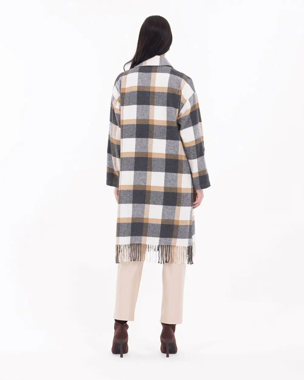 Checked Patterned Oversize Coat