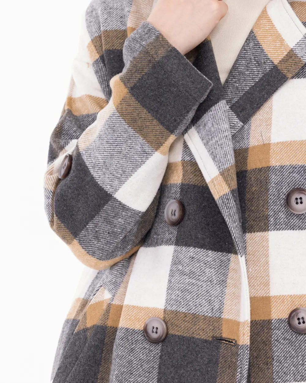 Checked Patterned Oversize Coat