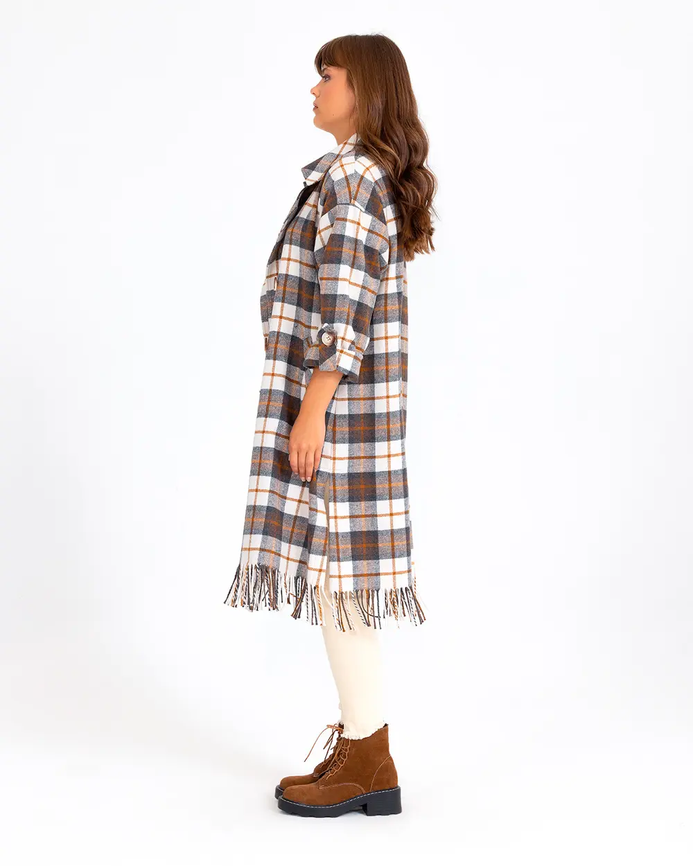 Checked Patterned Oversize Coat