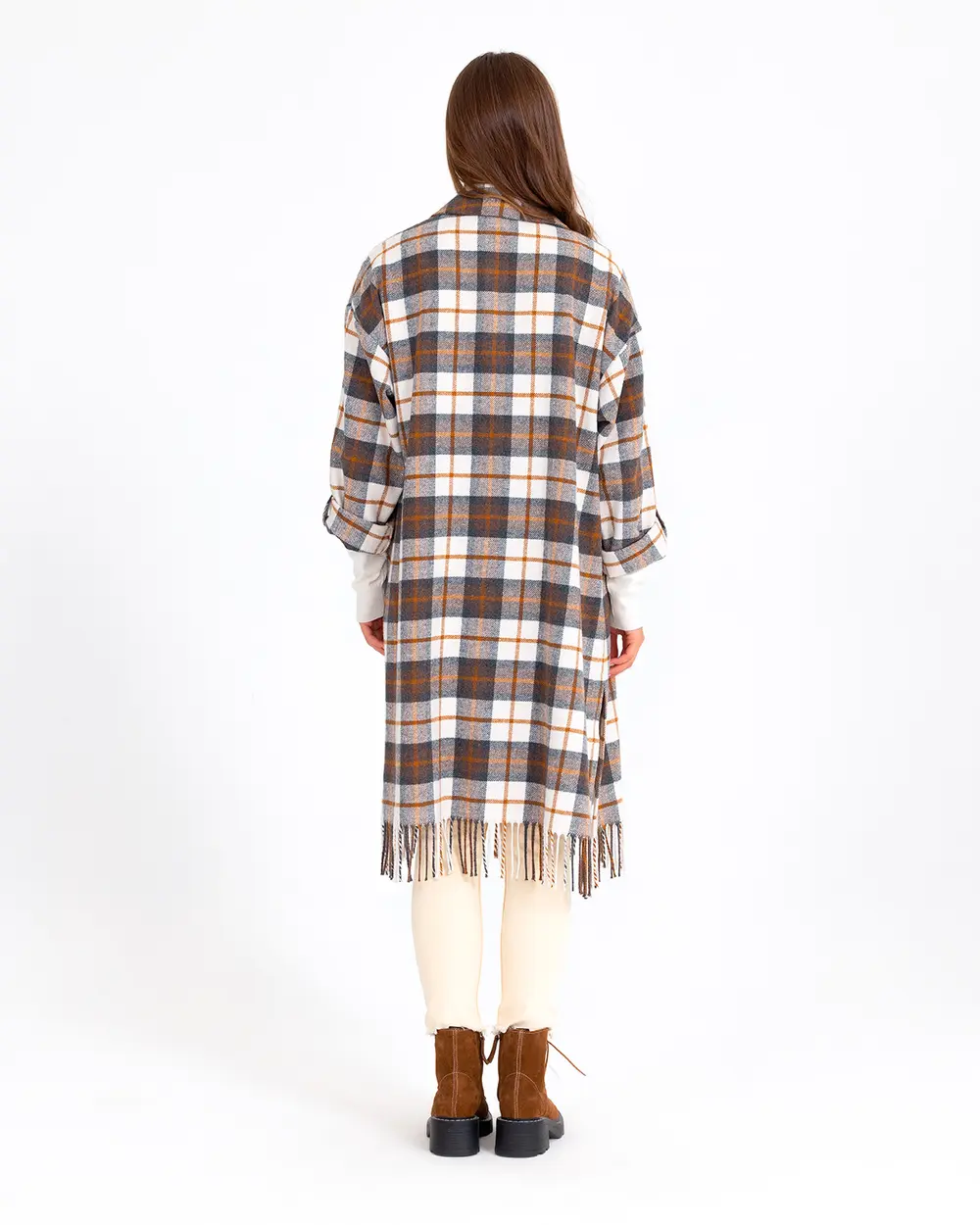 Checked Patterned Oversize Coat