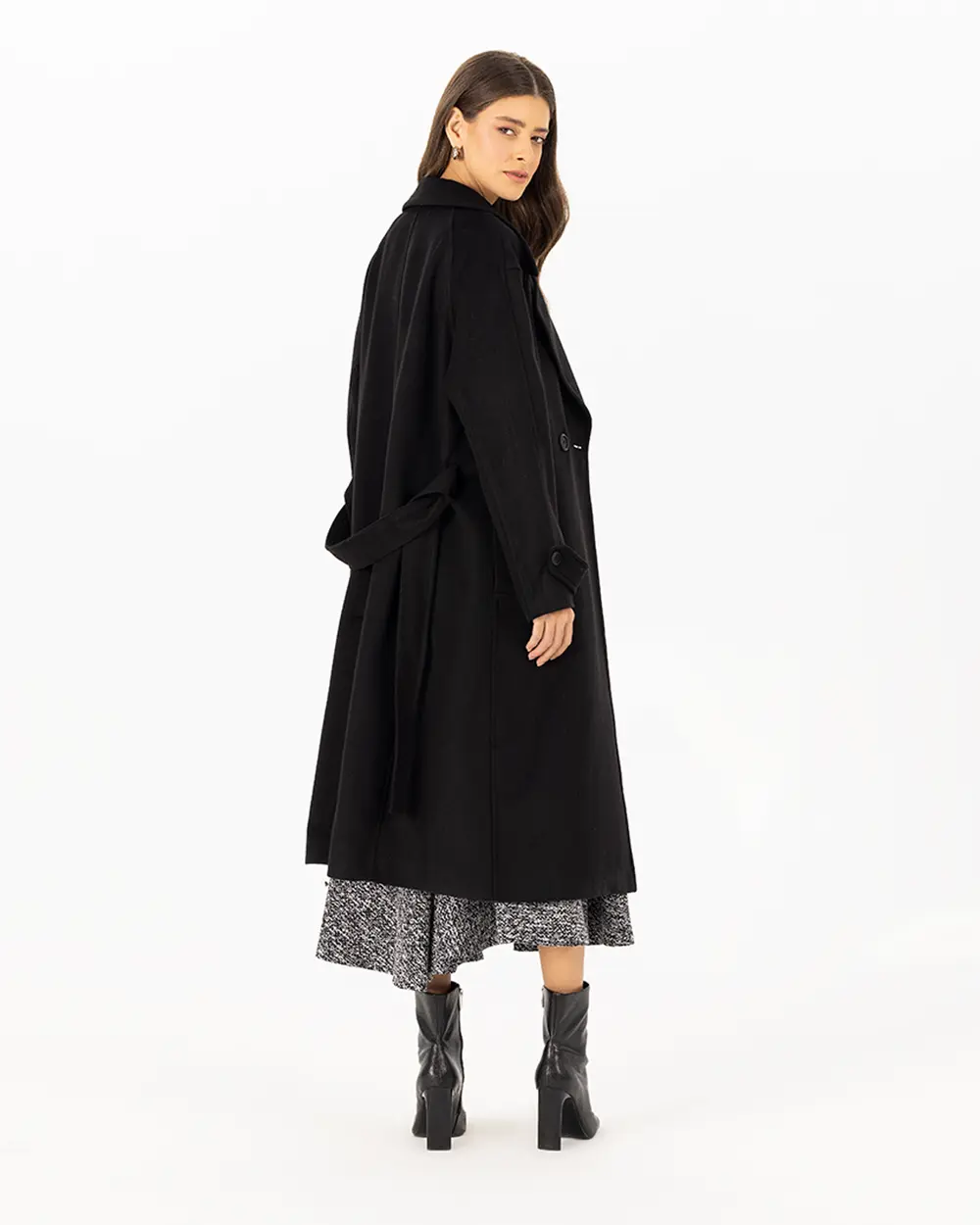 Double Breasted Collar Belted Coat