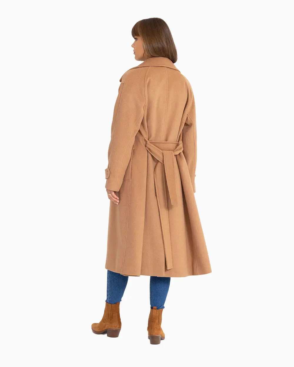 Double Breasted Collar Belted Coat