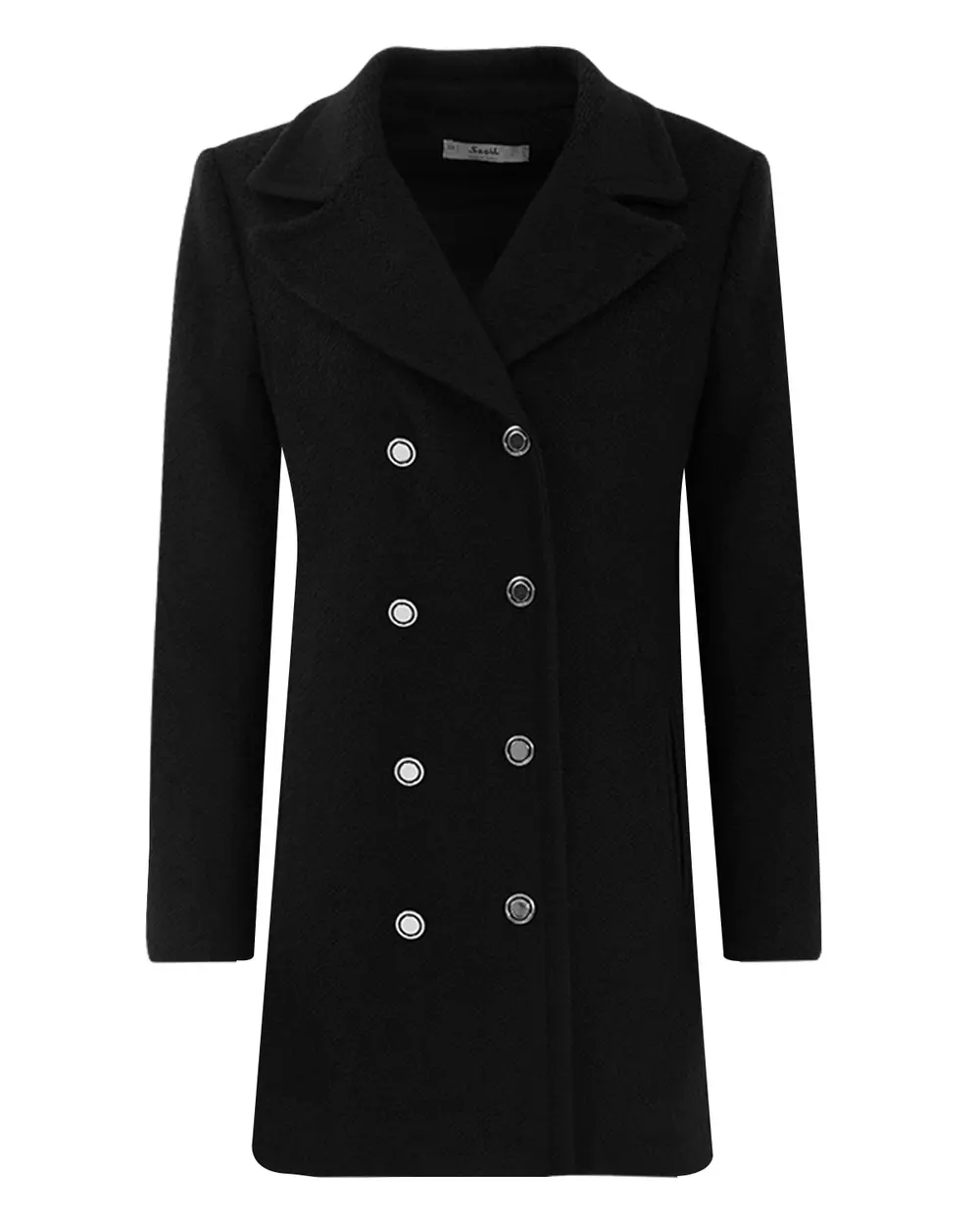 Düğme Detaylı Kruvaze Yaka Kaban