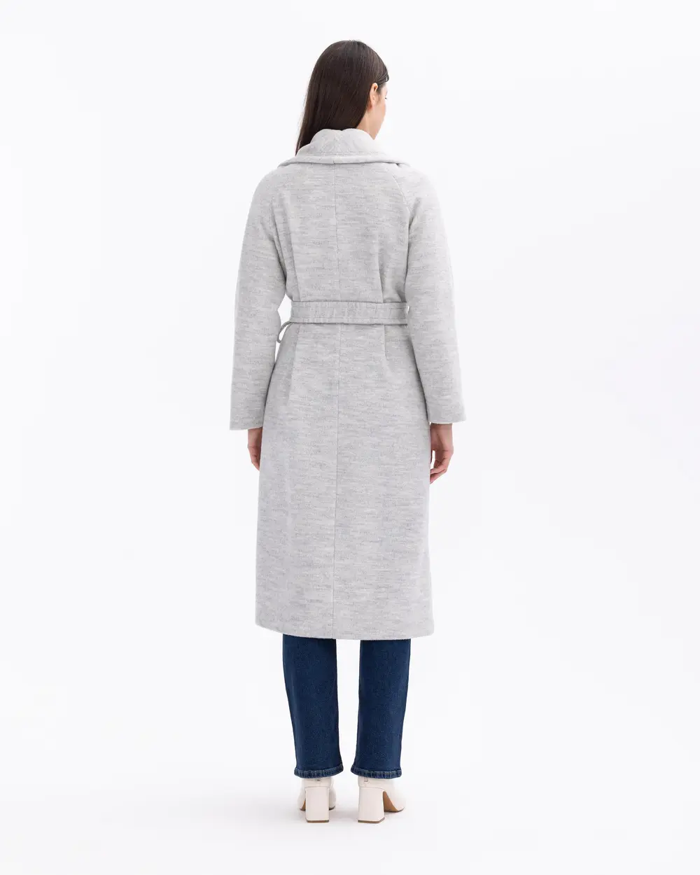 Wrap Collar Mid-Length Lined Coat