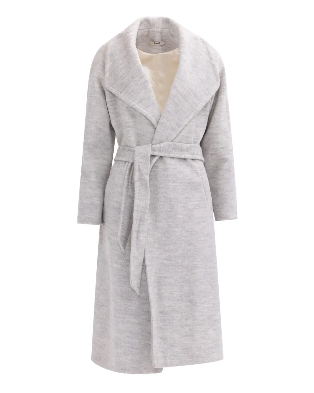 Wrap Collar Mid-Length Lined Coat