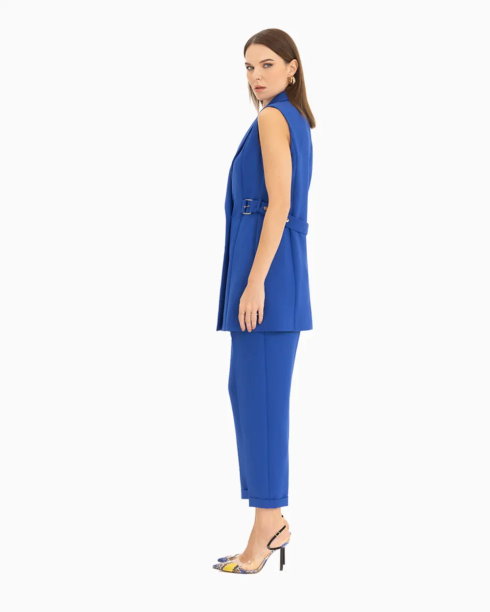 Düğme Detaylı Ceket Yaka Yelek