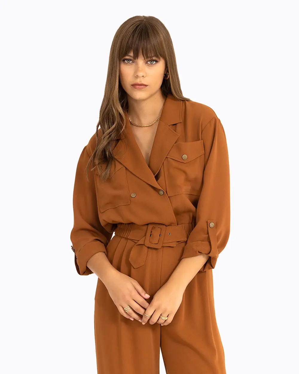 Pocket Detailed Elastic Waist Jacket