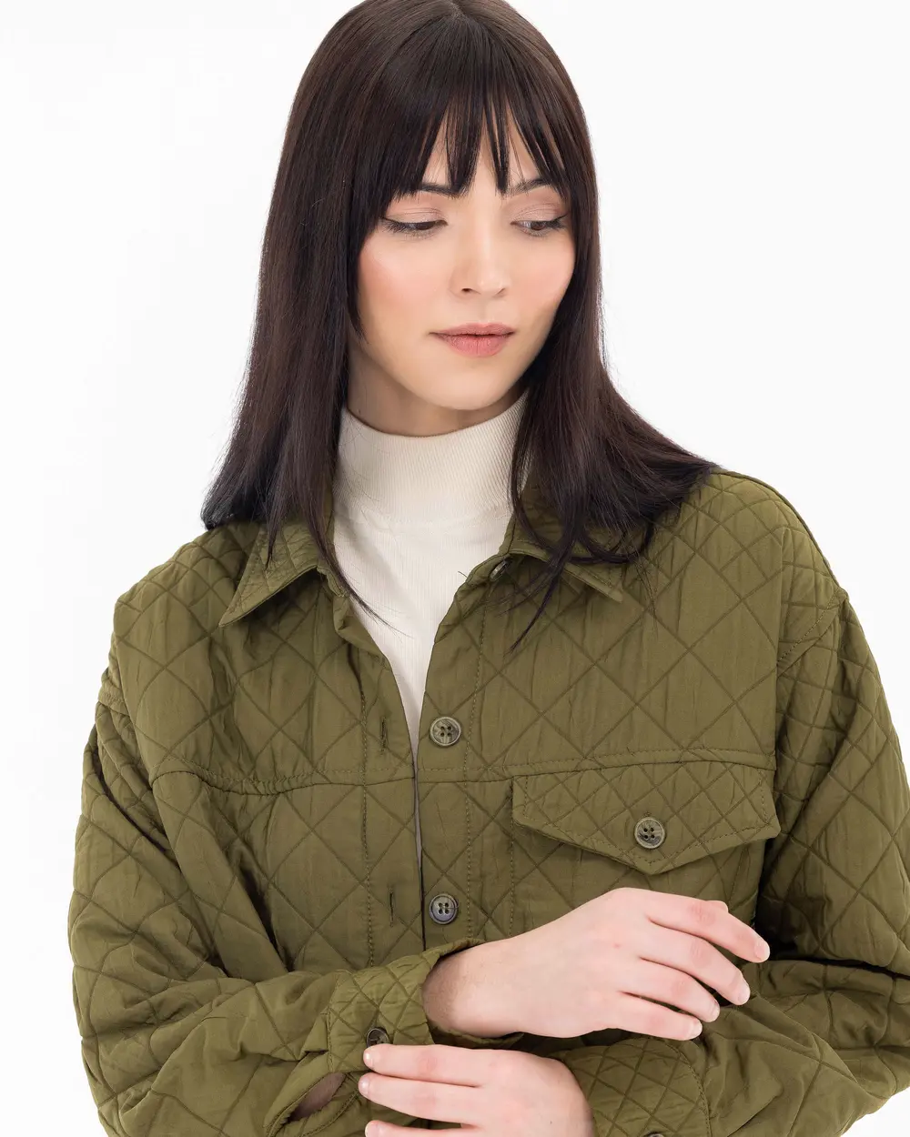 Shirt Collar Quilted Jacket