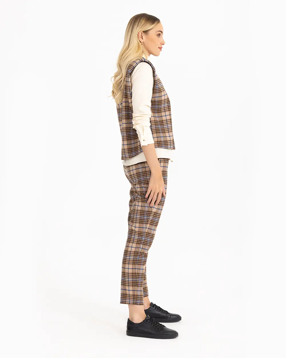 Plaid Pattern Full Length Trousers