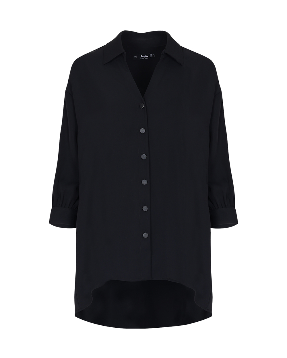 Asimetrik Kesim Balon Kollu Gömlek