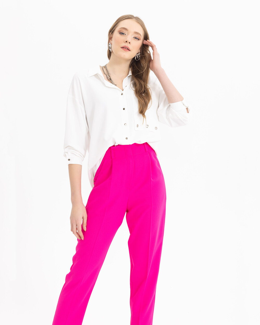 Kuş Gözü Detaylı Çıtçıt Düğmeli Gömlek